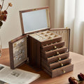 YANSHING Premium Solid Black Walnut Jewelry Box with Lock and Key